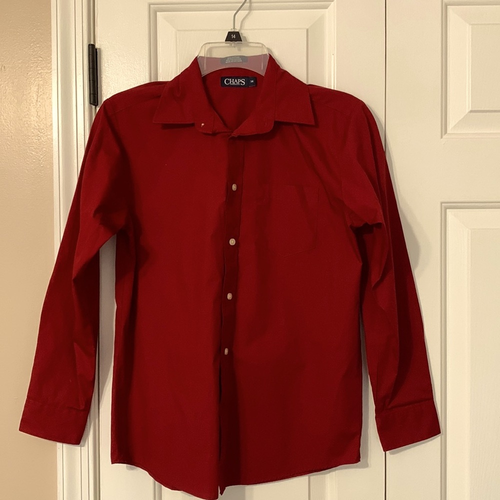 Boys crimson red long sleeve dress shirt, size 14